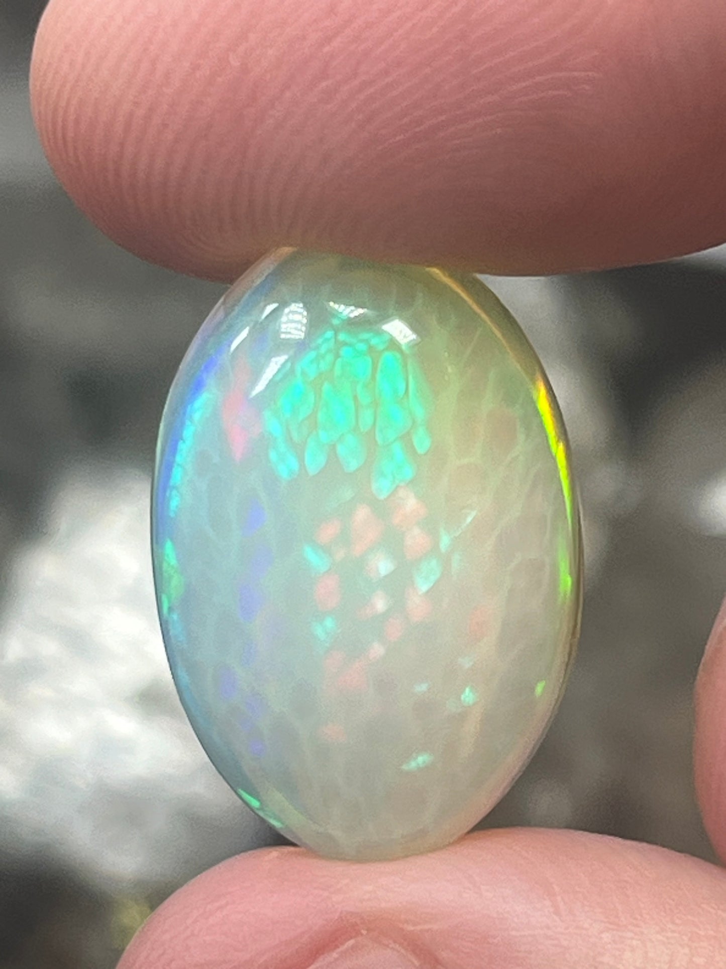 12.63 Ct Natural Oval Honeycomb Ethiopian Cabochon Opal.